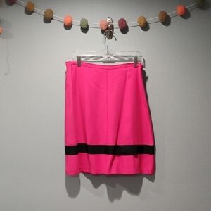 INC International Concepts Bright Pink Midi Skirt with Black Band